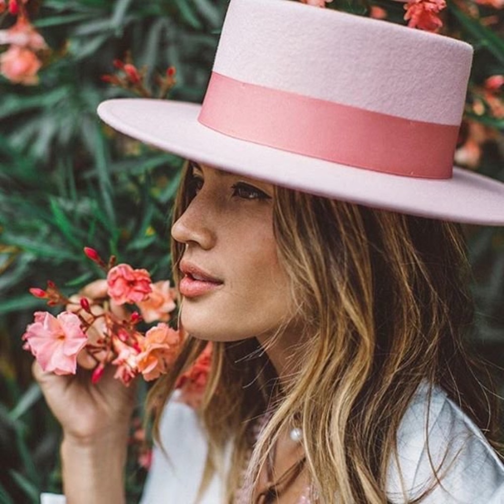 Lack Of Color Stardust Boater Pink Hat Sz m/l 58cm